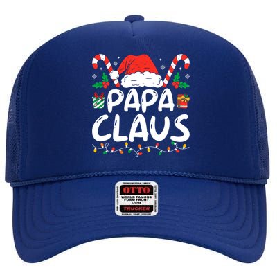 Papa Claus Christmas Lights Matching Family Pajama Gift High Crown Mesh Back Trucker Hat