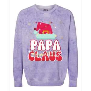 Papa Claus Christmas Lights Pajama Family Matching Gift Colorblast Crewneck Sweatshirt