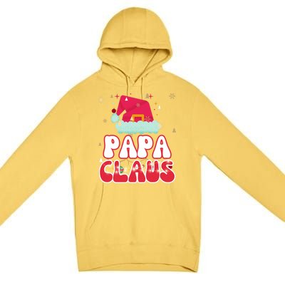 Papa Claus Christmas Lights Pajama Family Matching Gift Premium Pullover Hoodie