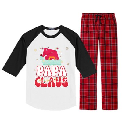 Papa Claus Christmas Lights Pajama Family Matching Gift Raglan Sleeve Pajama Set