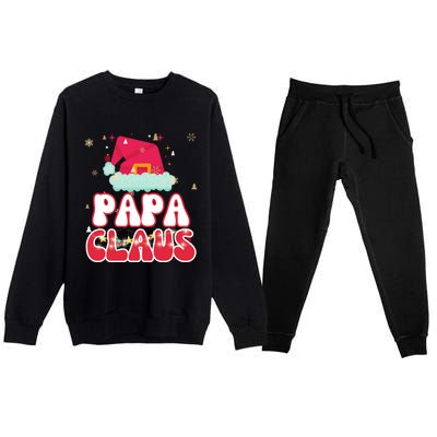 Papa Claus Christmas Lights Pajama Family Matching Gift Premium Crewneck Sweatsuit Set