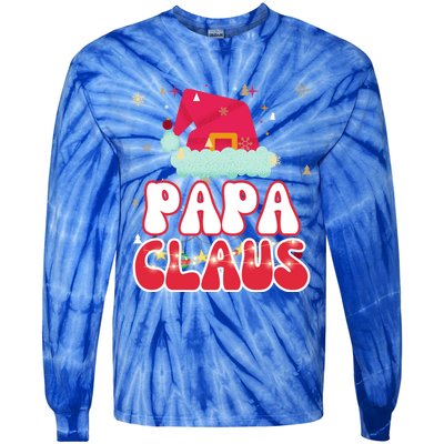 Papa Claus Christmas Lights Pajama Family Matching Gift Tie-Dye Long Sleeve Shirt