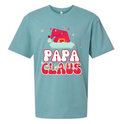 Papa Claus Christmas Lights Pajama Family Matching Gift Sueded Cloud Jersey T-Shirt