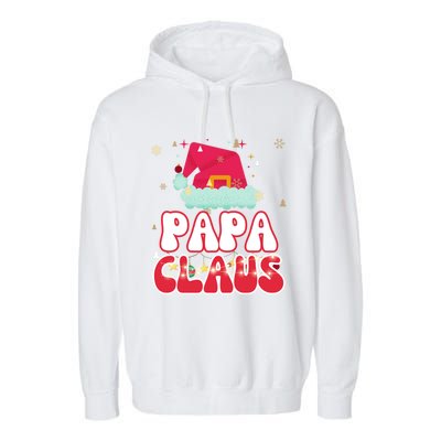 Papa Claus Christmas Lights Pajama Family Matching Gift Garment-Dyed Fleece Hoodie