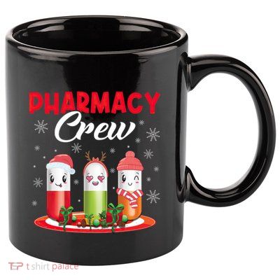 Pharmacy Crew Christmas Pills Snow Reindeer Santa Claus Meaningful Gift 11oz C Handle Ceramic Mug