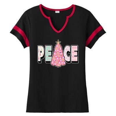 Peace Christmas Cute Holiday Gift Ladies Halftime Notch Neck Tee