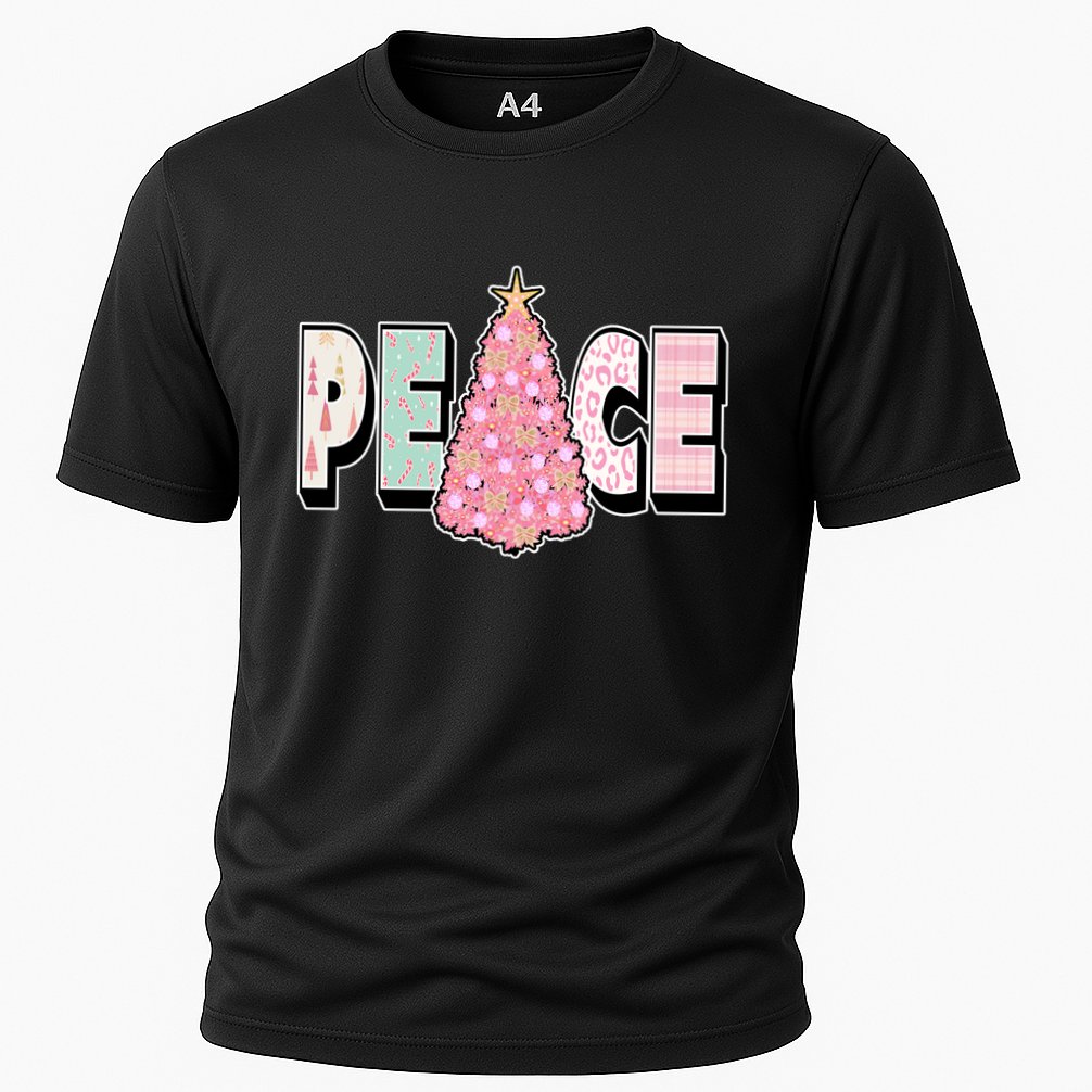 Peace Christmas Cute Holiday Gift Cooling Performance Crew T-Shirt