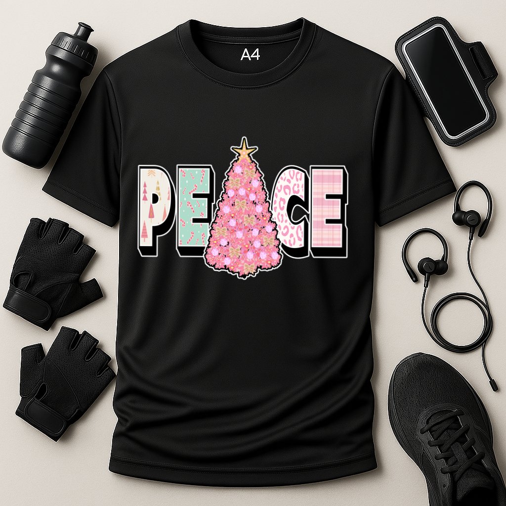 Peace Christmas Cute Holiday Gift Cooling Performance Crew T-Shirt