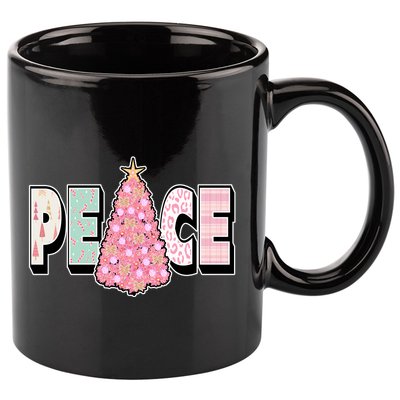 Peace Christmas Cute Holiday Gift 11oz C Handle Ceramic Mug