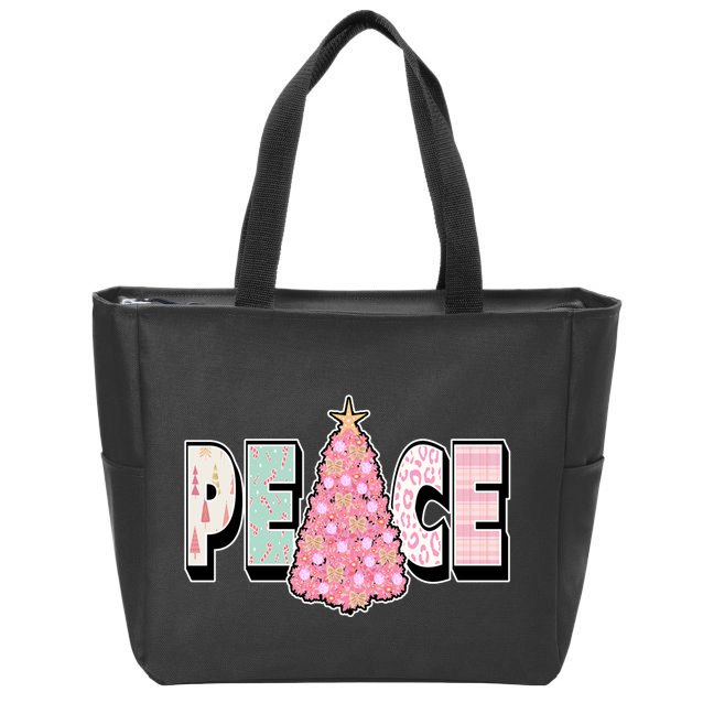 Peace Christmas Cute Holiday Gift Zip Tote Bag