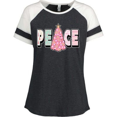 Peace Christmas Cute Holiday Gift Enza Ladies Jersey Colorblock Tee