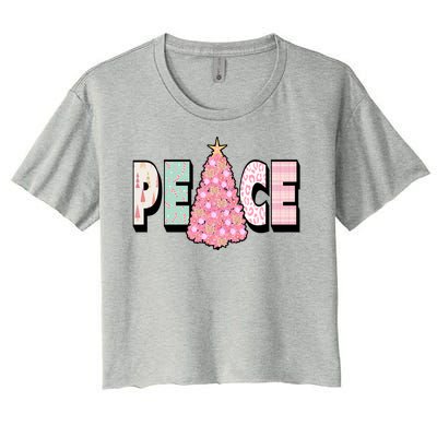 Peace Christmas Cute Holiday Gift Women's Crop Top Tee