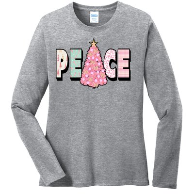 Peace Christmas Cute Holiday Gift Ladies Long Sleeve Shirt