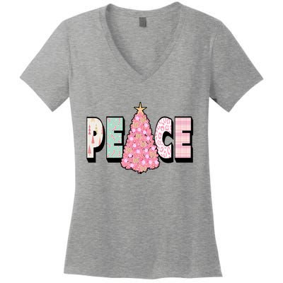 Peace Christmas Cute Holiday Gift Women's V-Neck T-Shirt