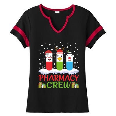 Pharmacy Crew Christmas Pills Snow Reindeer Santa Claus Gift Ladies Halftime Notch Neck Tee