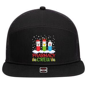 Pharmacy Crew Christmas Pills Snow Reindeer Santa Claus Gift 7 Panel Mesh Trucker Snapback Hat