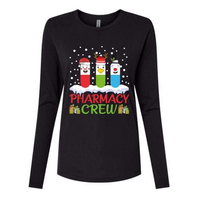 Pharmacy Crew Christmas Pills Snow Reindeer Santa Claus Gift Womens Cotton Relaxed Long Sleeve T-Shirt