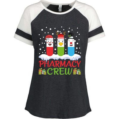 Pharmacy Crew Christmas Pills Snow Reindeer Santa Claus Gift Enza Ladies Jersey Colorblock Tee