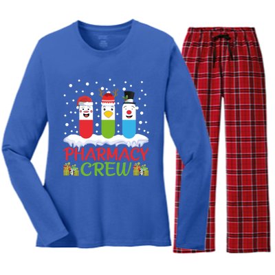 Pharmacy Crew Christmas Pills Snow Reindeer Santa Claus Gift Women's Long Sleeve Flannel Pajama Set 