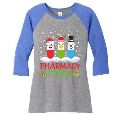 Pharmacy Crew Christmas Pills Snow Reindeer Santa Claus Gift Women's Tri-Blend 3/4-Sleeve Raglan Shirt