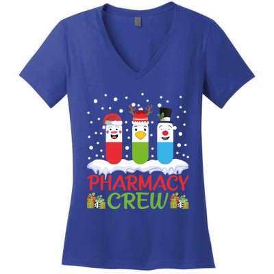 Pharmacy Crew Christmas Pills Snow Reindeer Santa Claus Gift Women's V-Neck T-Shirt