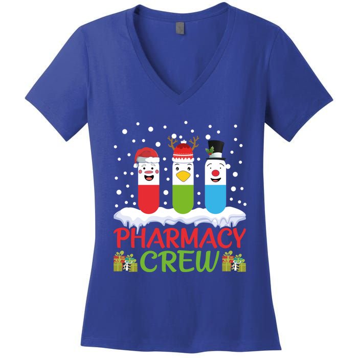 Pharmacy Crew Christmas Pills Snow Reindeer Santa Claus Gift Women's V-Neck T-Shirt