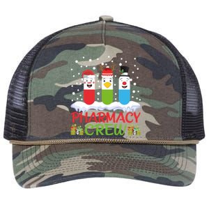 Pharmacy Crew Christmas Pills Snow Reindeer Santa Claus Gift Retro Rope Trucker Hat Cap