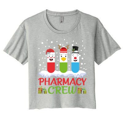 Pharmacy Crew Christmas Pills Snow Reindeer Santa Claus Gift Women's Crop Top Tee