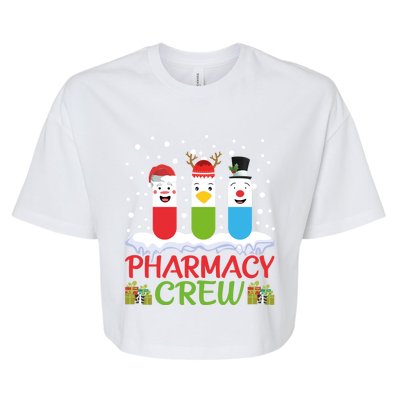 Pharmacy Crew Christmas Pills Snow Reindeer Santa Claus Gift Bella+Canvas Jersey Crop Tee