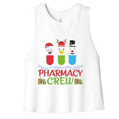 Pharmacy Crew Christmas Pills Snow Reindeer Santa Claus Gift Women's Racerback Cropped Tank