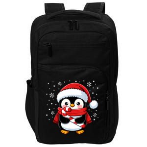 Penguin Christmas Candy Cane Winter Impact Tech Backpack