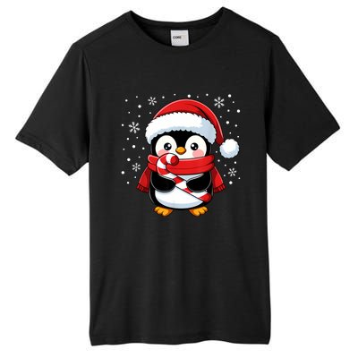 Penguin Christmas Candy Cane Winter Tall Fusion ChromaSoft Performance T-Shirt