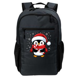 Penguin Christmas Candy Cane Winter Daily Commute Backpack