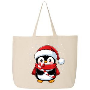 Penguin Christmas Candy Cane Winter 25L Jumbo Tote