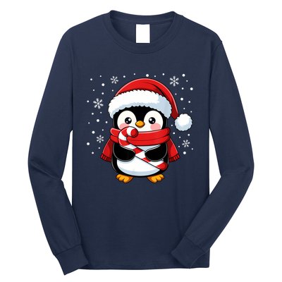 Penguin Christmas Candy Cane Winter Long Sleeve Shirt