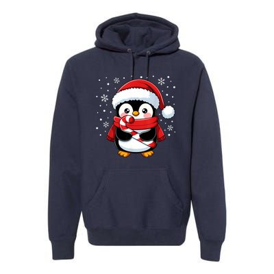 Penguin Christmas Candy Cane Winter Premium Hoodie