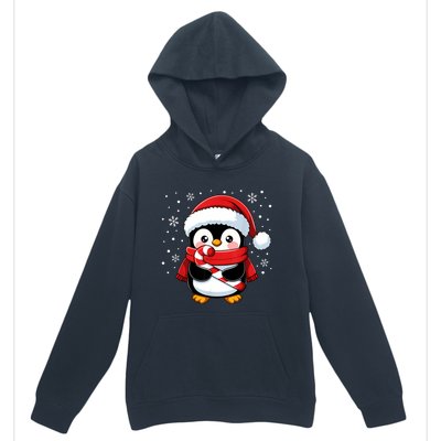 Penguin Christmas Candy Cane Winter Urban Pullover Hoodie