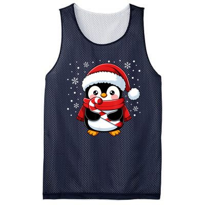 Penguin Christmas Candy Cane Winter Mesh Reversible Basketball Jersey Tank