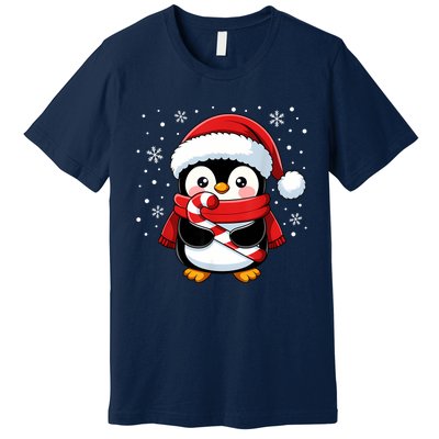 Penguin Christmas Candy Cane Winter Premium T-Shirt