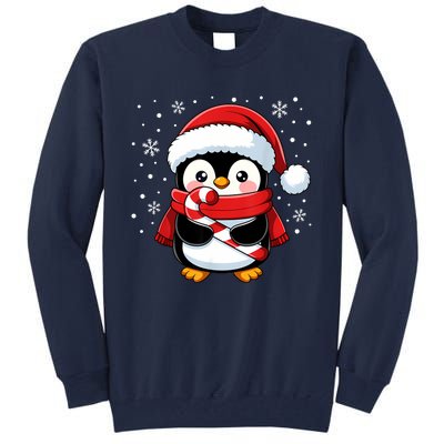 Penguin Christmas Candy Cane Winter Tall Sweatshirt