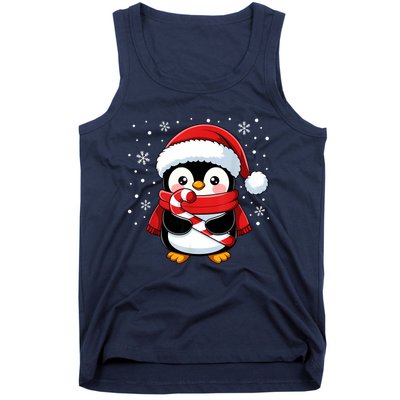 Penguin Christmas Candy Cane Winter Tank Top