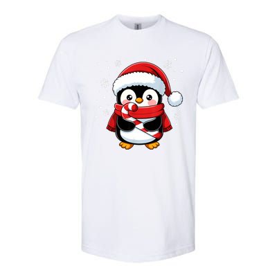 Penguin Christmas Candy Cane Winter Softstyle CVC T-Shirt