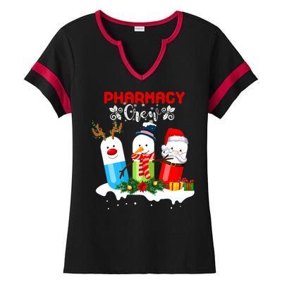 Pharmacy Crew Christmas Pills Snow Reindeer Santa Claus Gift Ladies Halftime Notch Neck Tee