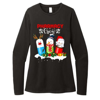 Pharmacy Crew Christmas Pills Snow Reindeer Santa Claus Gift Womens CVC Long Sleeve Shirt