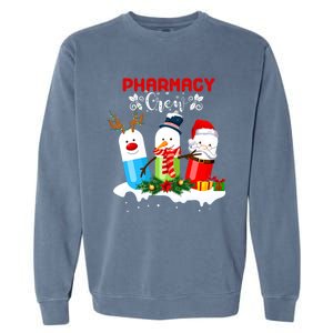 Pharmacy Crew Christmas Pills Snow Reindeer Santa Claus Gift Garment-Dyed Sweatshirt