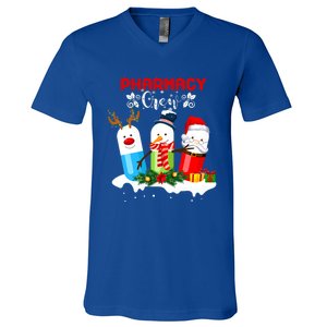 Pharmacy Crew Christmas Pills Snow Reindeer Santa Claus Gift V-Neck T-Shirt