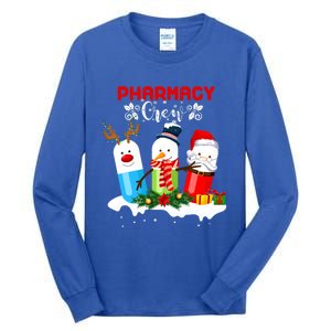 Pharmacy Crew Christmas Pills Snow Reindeer Santa Claus Gift Tall Long Sleeve T-Shirt