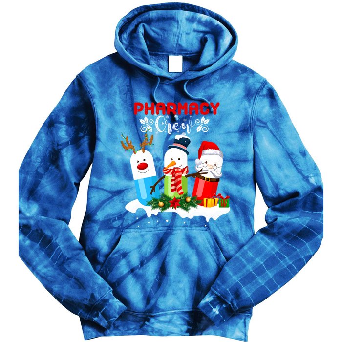 Pharmacy Crew Christmas Pills Snow Reindeer Santa Claus Gift Tie Dye Hoodie