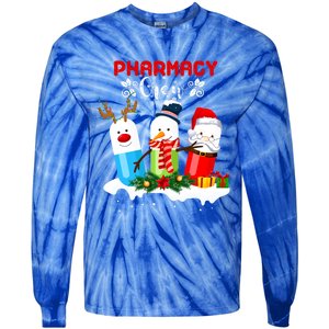 Pharmacy Crew Christmas Pills Snow Reindeer Santa Claus Gift Tie-Dye Long Sleeve Shirt