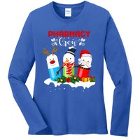 Pharmacy Crew Christmas Pills Snow Reindeer Santa Claus Gift Ladies Long Sleeve Shirt